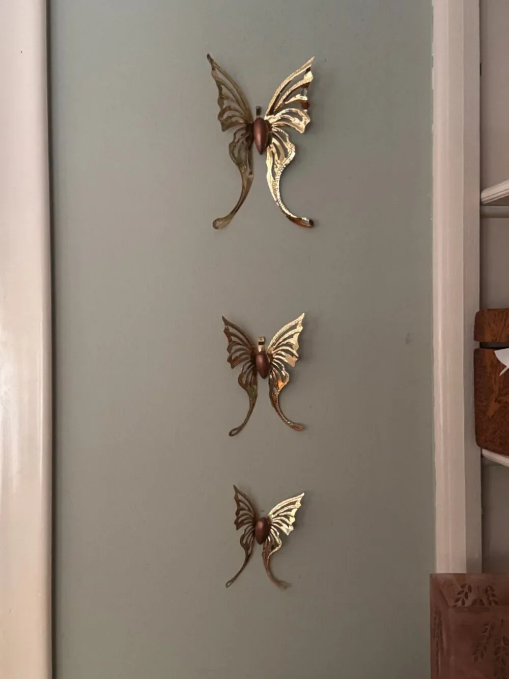 Vintage Gold Butterfly Wall Decor - Set of 3 Mid-Century Wall Han